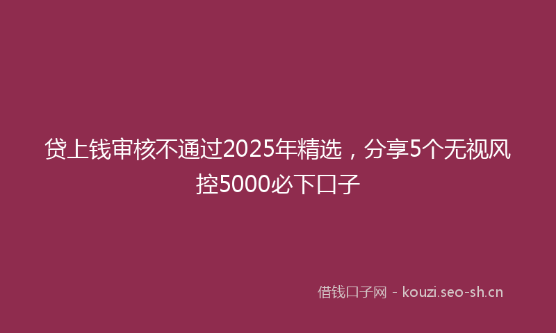 贷上钱审核不通过2025年精选，分享5个无视风控5000必下口子