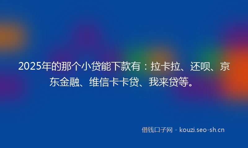 2025年的那个小贷能下款有:拉卡拉、还呗、京东金融、维信卡卡贷、我来贷等。