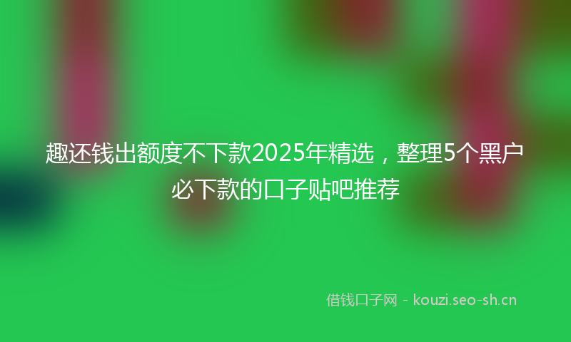 趣还钱出额度不下款2025年精选,整理5个黑户必下款的口子贴吧推荐