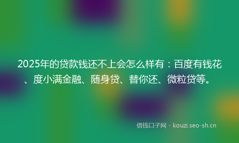 2025年的贷款钱还不上会怎么样有：百度有钱花、度小满金融、随身贷、替你还、微粒贷等。