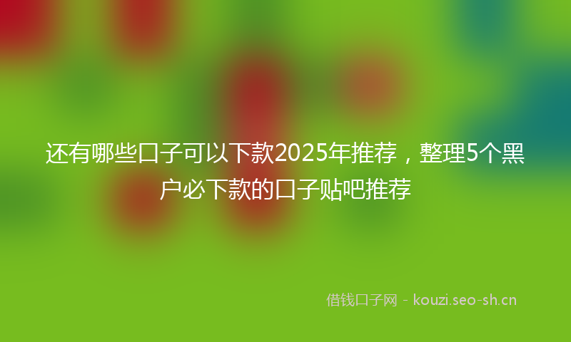 还有哪些口子可以下款2025年推荐，整理5个黑户必下款的口子贴吧推荐