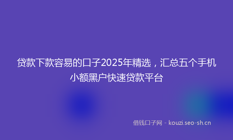 贷款下款容易的口子2025年精选，汇总五个手机小额黑户快速贷款平台
