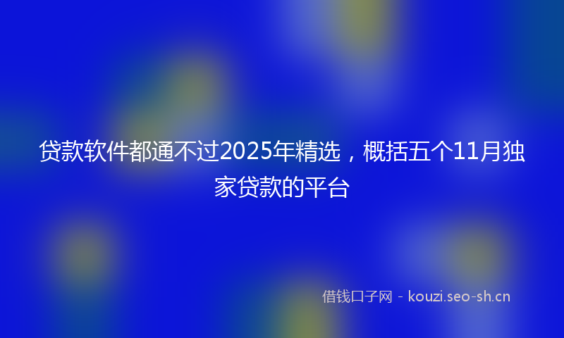 贷款软件都通不过2025年精选,概括五个11月独家贷款的平台