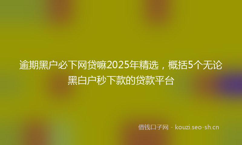 逾期黑户必下网贷嘛2025年精选,概括5个无论黑白户秒下款的贷款平台