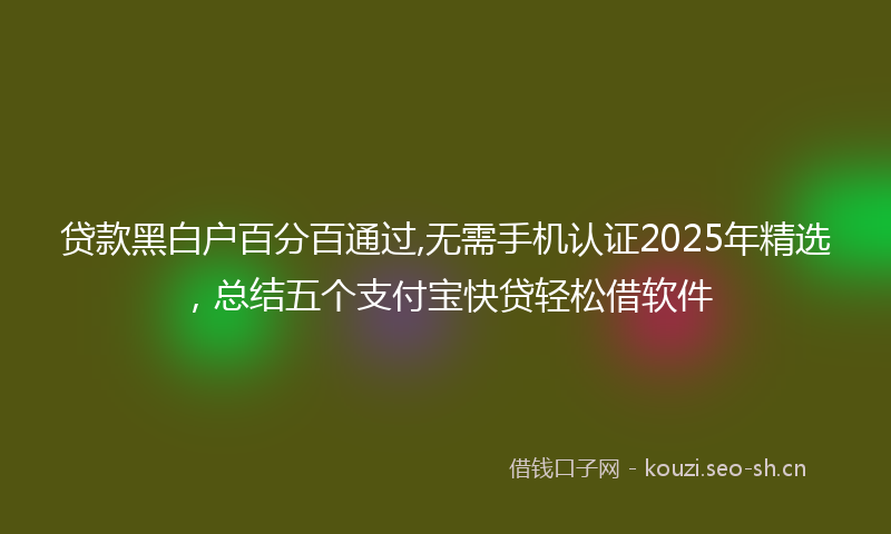 贷款黑白户百分百通过,无需手机认证2025年精选,总结五个支付宝快贷轻松借软件
