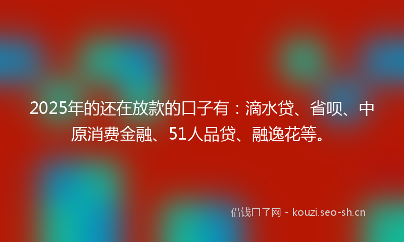 2025年的还在放款的口子有：滴水贷、省呗、中原消费金融、51人品贷、融逸花等。