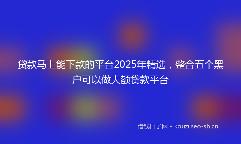 贷款马上能下款的平台2025年精选，整合五个黑户可以做大额贷款平台
