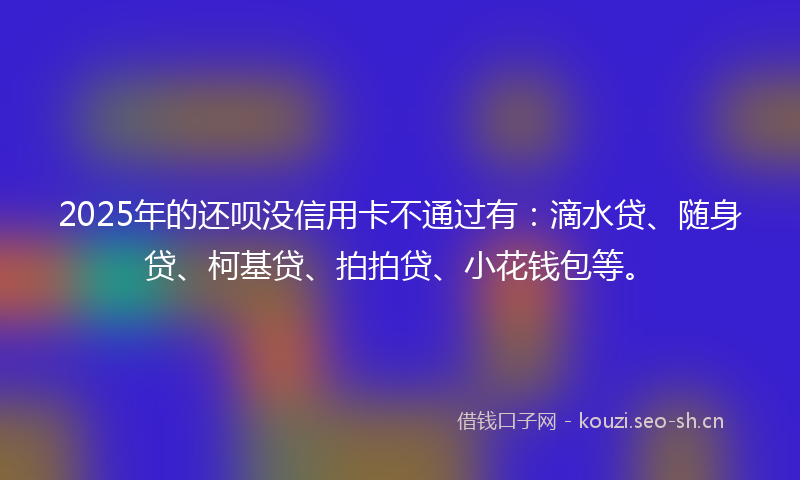 2025年的还呗没信用卡不通过有:滴水贷、随身贷、柯基贷、拍拍贷、小花钱包等。