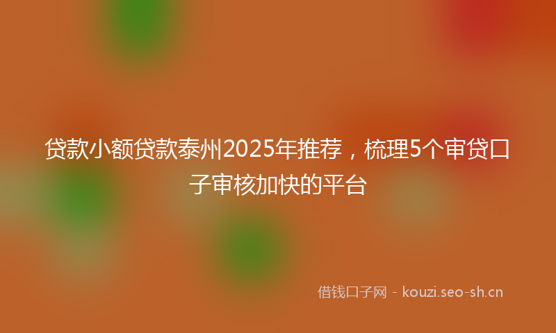 贷款小额贷款泰州2025年推荐，梳理5个审贷口子审核加快的平台