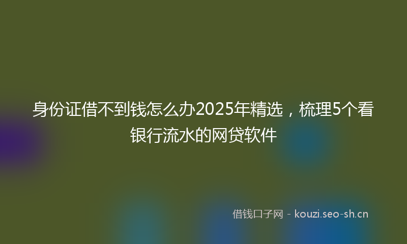 身份证借不到钱怎么办2025年精选，梳理5个看银行流水的网贷软件