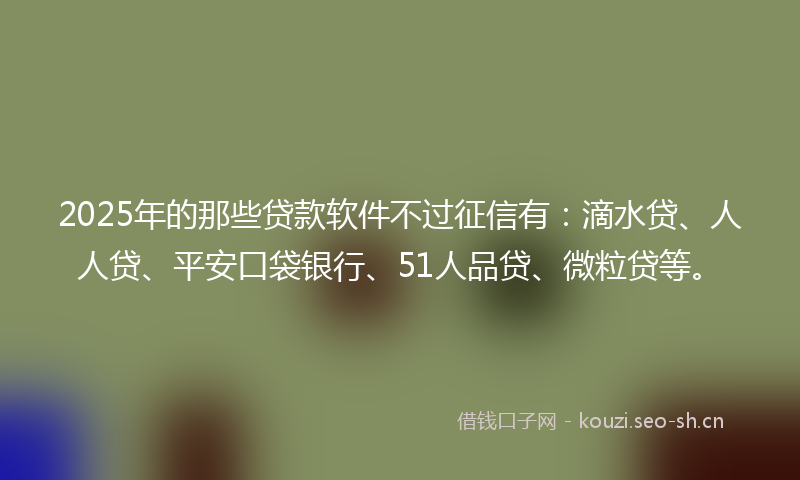 2025年的那些贷款软件不过征信有:滴水贷、人人贷、平安口袋银行、51人品贷、微粒贷等。
