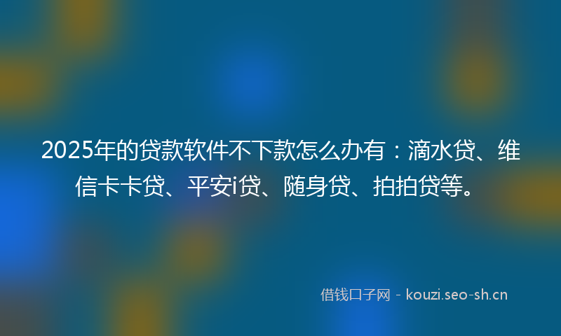 2025年的贷款软件不下款怎么办有：滴水贷、维信卡卡贷、平安i贷、随身贷、拍拍贷等。