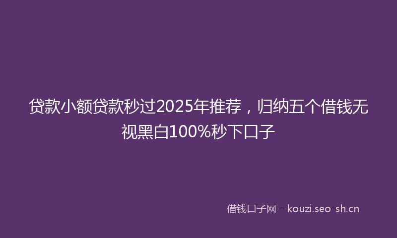 贷款小额贷款秒过2025年推荐，归纳五个借钱无视黑白100%秒下口子