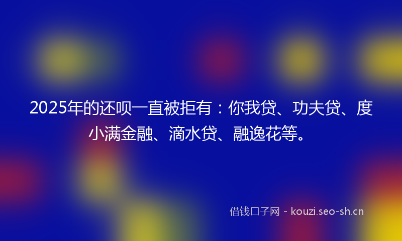 2025年的还呗一直被拒有：你我贷、功夫贷、度小满金融、滴水贷、融逸花等。