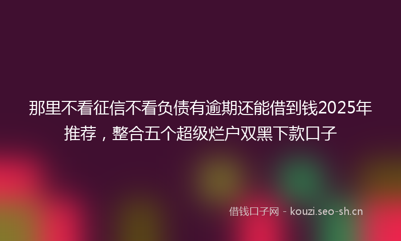 那里不看征信不看负债有逾期还能借到钱2025年推荐，整合五个超级烂户双黑下款口子