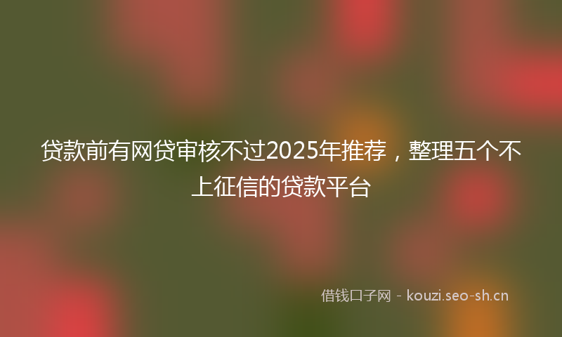 贷款前有网贷审核不过2025年推荐，整理五个不上征信的贷款平台