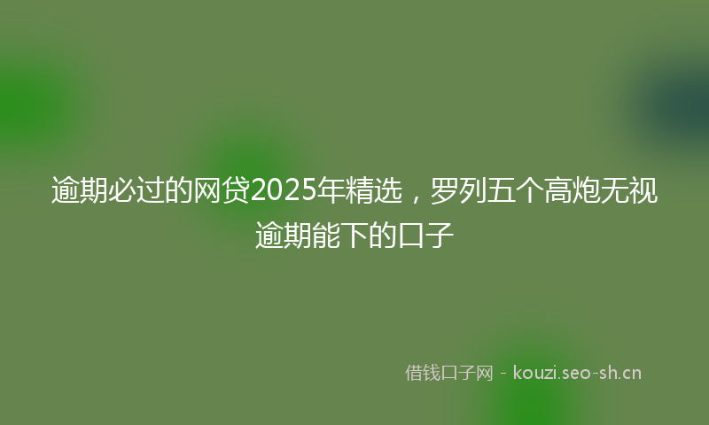 逾期必过的网贷2025年精选，罗列五个高炮无视逾期能下的口子