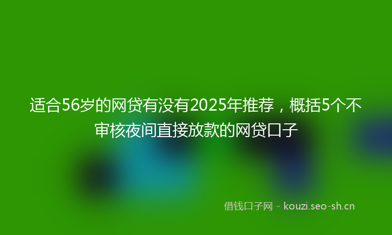 适合56岁的网贷有没有2025年推荐，概括5个不审核夜间直接放款的网贷口子