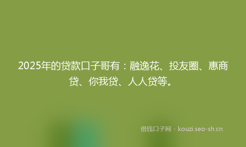 2025年的贷款口子哥有：融逸花、投友圈、惠商贷、你我贷、人人贷等。