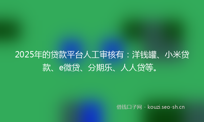2025年的贷款平台人工审核有：洋钱罐、小米贷款、e微贷、分期乐、人人贷等。