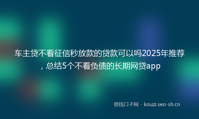 车主贷不看征信秒放款的贷款可以吗2025年推荐，总结5个不看负债的长期网贷app