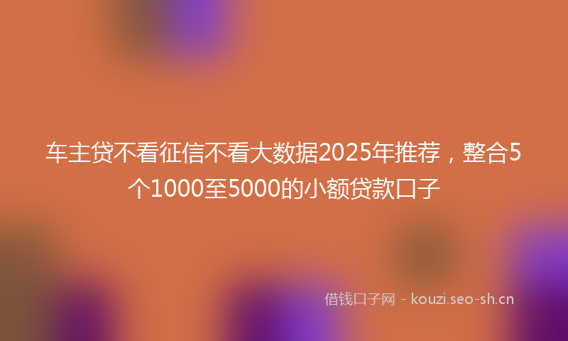 车主贷不看征信不看大数据2025年推荐,整合5个1000至5000的小额贷款口子