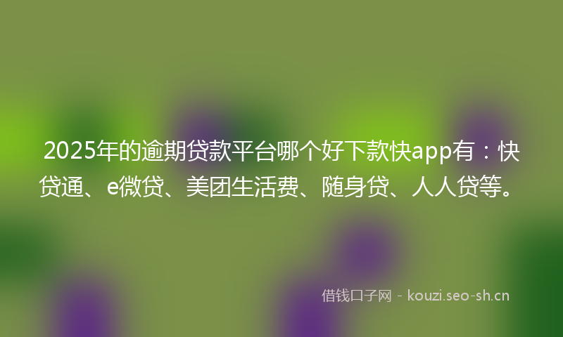 2025年的逾期贷款平台哪个好下款快app有：快贷通、e微贷、美团生活费、随身贷、人人贷等。