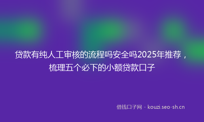 贷款有纯人工审核的流程吗安全吗2025年推荐，梳理五个必下的小额贷款口子