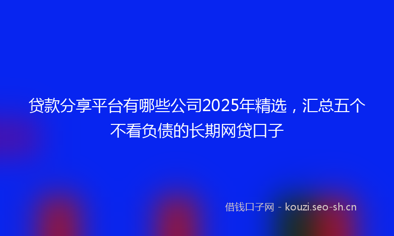 贷款分享平台有哪些公司2025年精选，汇总五个不看负债的长期网贷口子