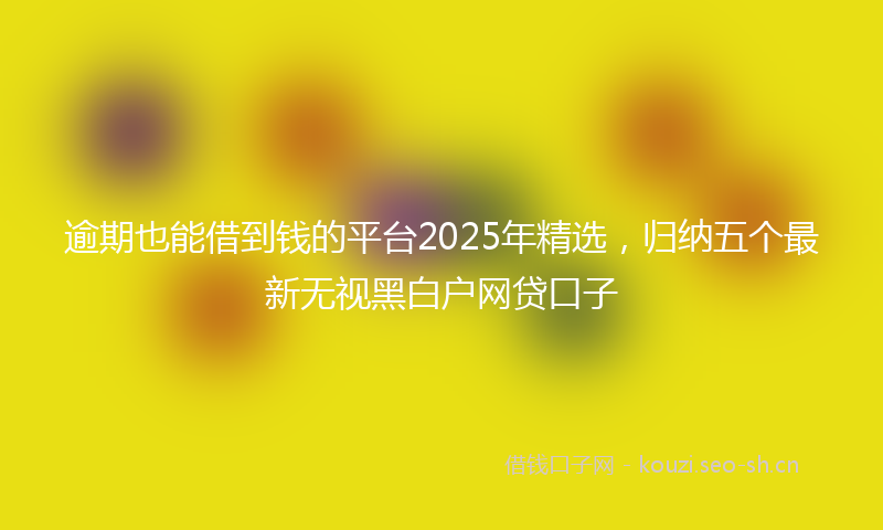 逾期也能借到钱的平台2025年精选，归纳五个最新无视黑白户网贷口子