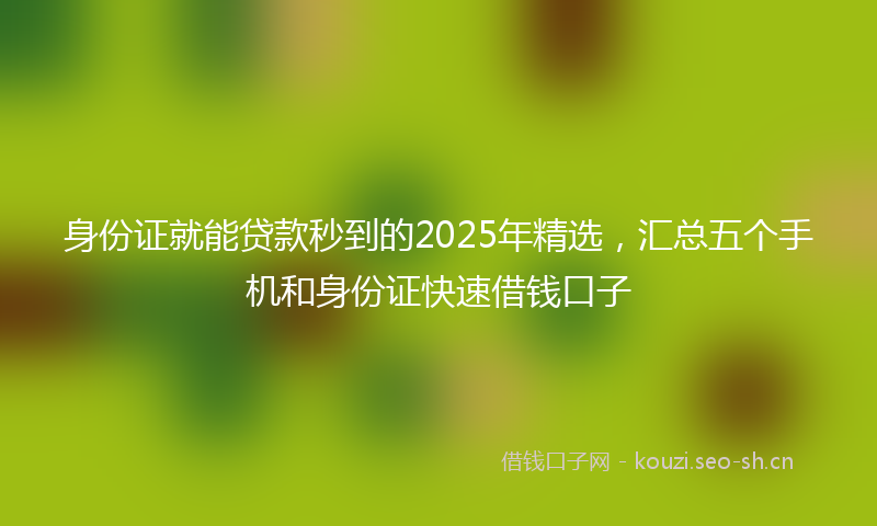 身份证就能贷款秒到的2025年精选，汇总五个手机和身份证快速借钱口子