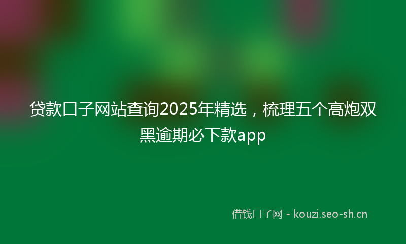贷款口子网站查询2025年精选，梳理五个高炮双黑逾期必下款app