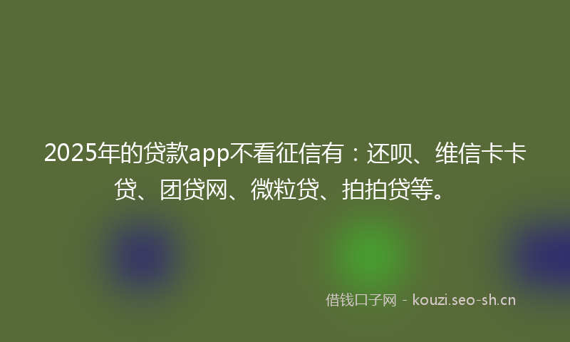 2025年的贷款app不看征信有：还呗、维信卡卡贷、团贷网、微粒贷、拍拍贷等。