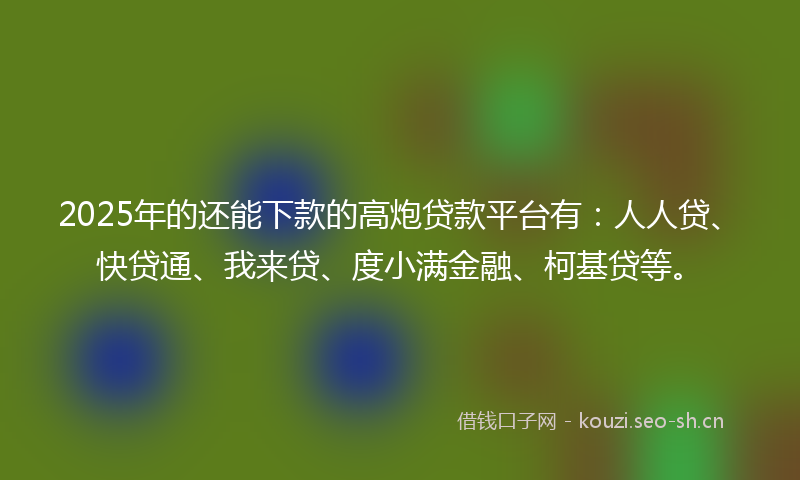 2025年的还能下款的高炮贷款平台有：人人贷、快贷通、我来贷、度小满金融、柯基贷等。