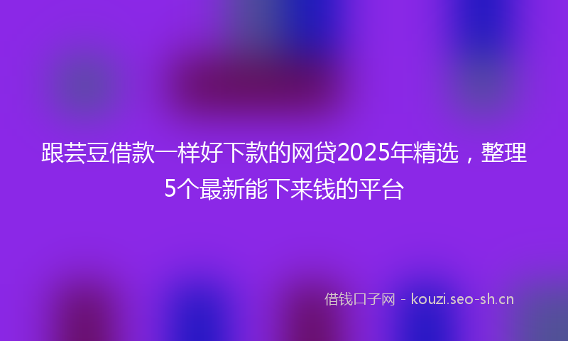 跟芸豆借款一样好下款的网贷2025年精选，整理5个最新能下来钱的平台