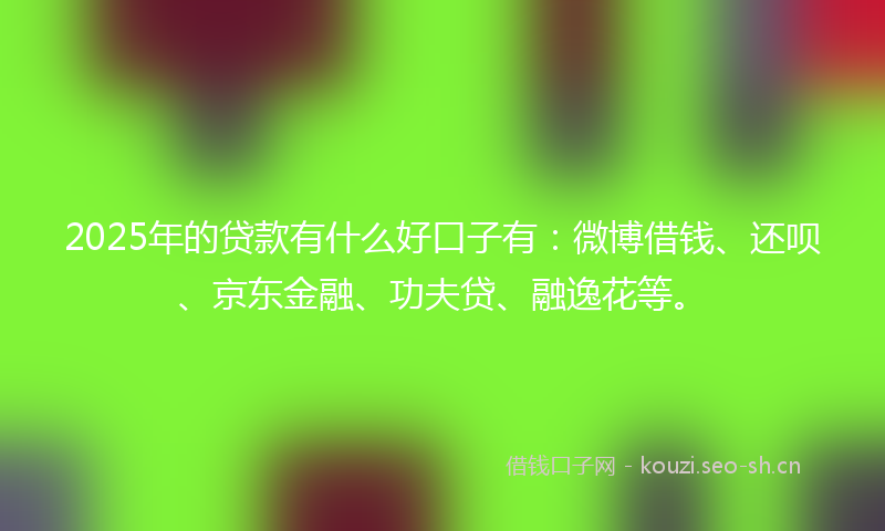 2025年的贷款有什么好口子有：微博借钱、还呗、京东金融、功夫贷、融逸花等。