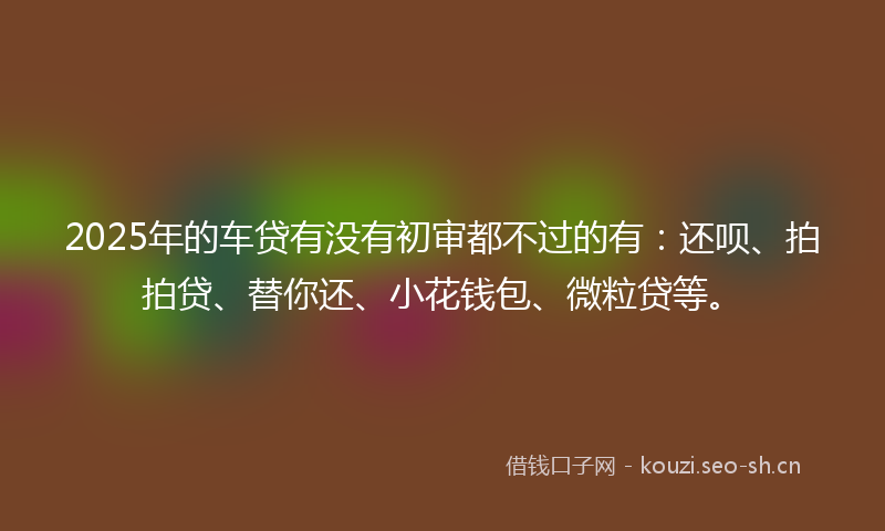 2025年的车贷有没有初审都不过的有：还呗、拍拍贷、替你还、小花钱包、微粒贷等。