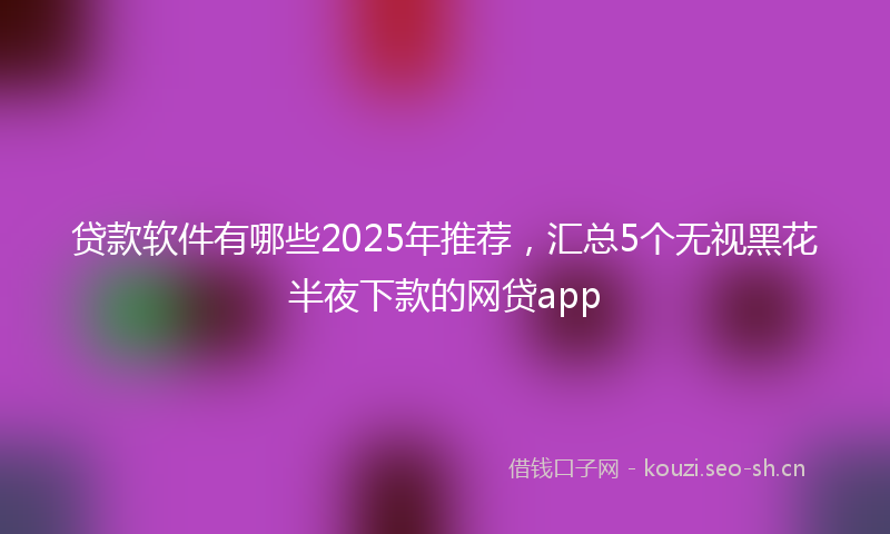 贷款软件有哪些2025年推荐,汇总5个无视黑花半夜下款的网贷app