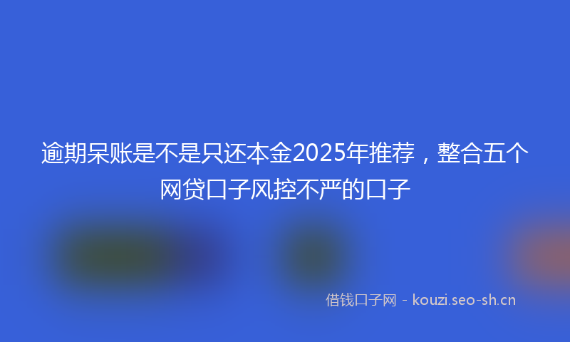 逾期呆账是不是只还本金2025年推荐，整合五个网贷口子风控不严的口子