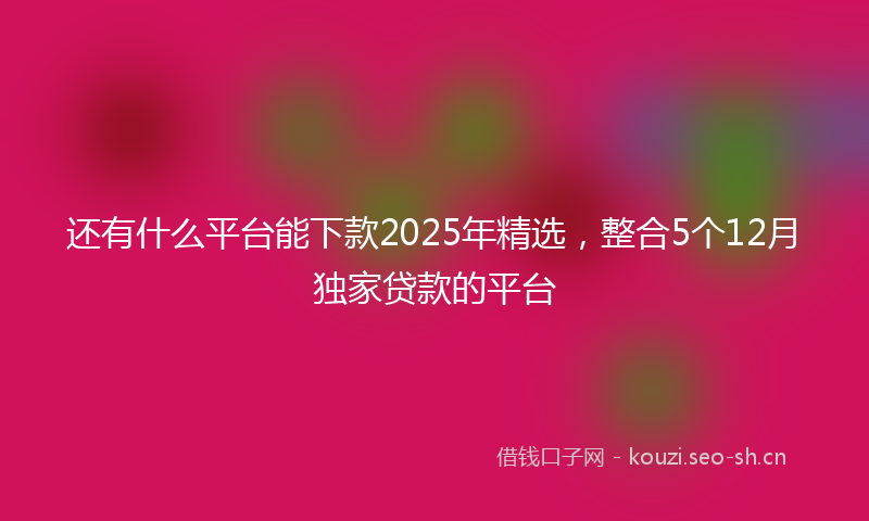 还有什么平台能下款2025年精选，整合5个12月独家贷款的平台