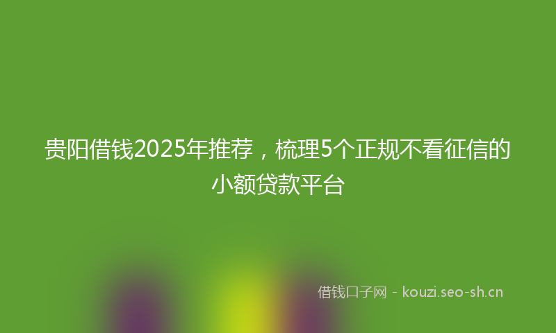 贵阳借钱2025年推荐，梳理5个正规不看征信的小额贷款平台