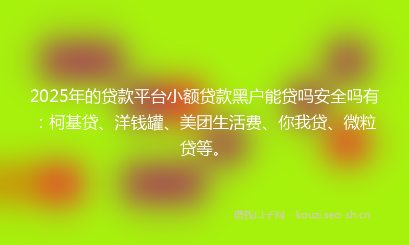 2025年的贷款平台小额贷款黑户能贷吗安全吗有：柯基贷、洋钱罐、美团生活费、你我贷、微粒贷等。