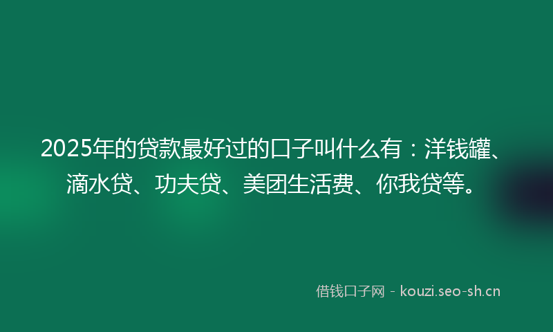 2025年的贷款最好过的口子叫什么有：洋钱罐、滴水贷、功夫贷、美团生活费、你我贷等。