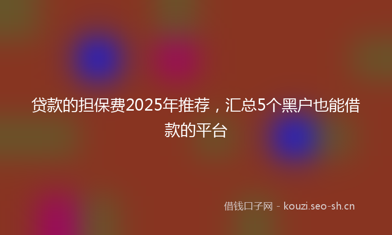 贷款的担保费2025年推荐，汇总5个黑户也能借款的平台