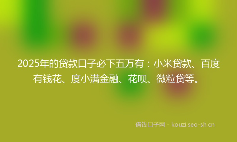 2025年的贷款口子必下五万有：小米贷款、百度有钱花、度小满金融、花呗、微粒贷等。