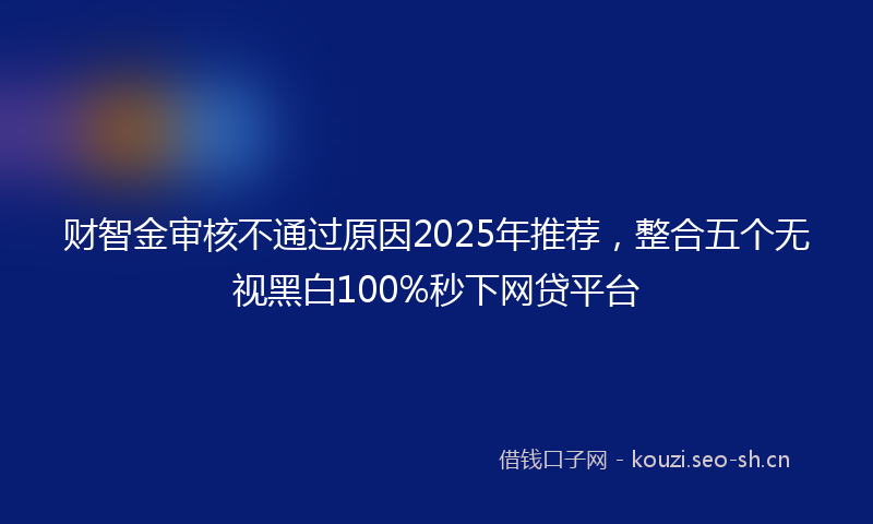 财智金审核不通过原因2025年推荐，整合五个无视黑白100%秒下网贷平台