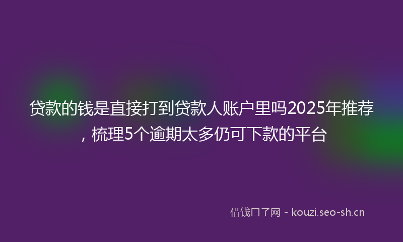 贷款的钱是直接打到贷款人账户里吗2025年推荐，梳理5个逾期太多仍可下款的平台