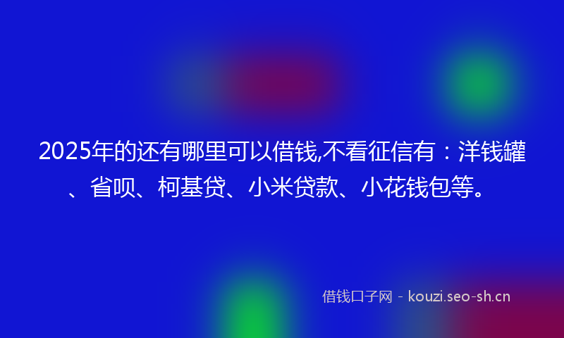 2025年的还有哪里可以借钱,不看征信有：洋钱罐、省呗、柯基贷、小米贷款、小花钱包等。