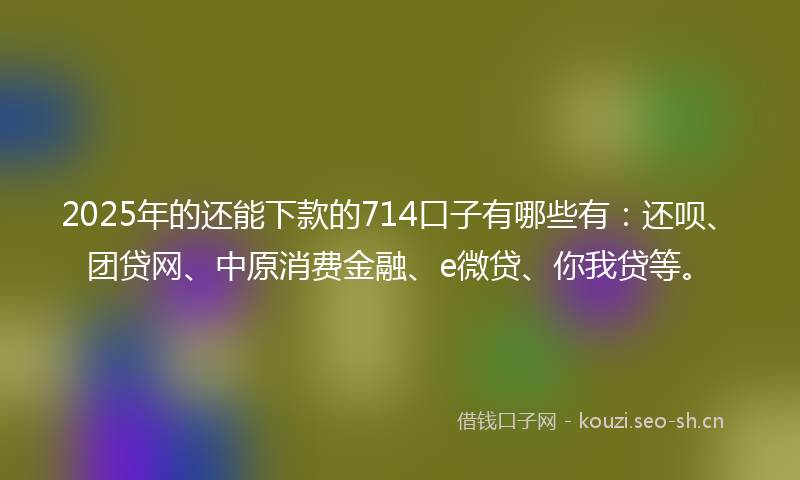 2025年的还能下款的714口子有哪些有：还呗、团贷网、中原消费金融、e微贷、你我贷等。