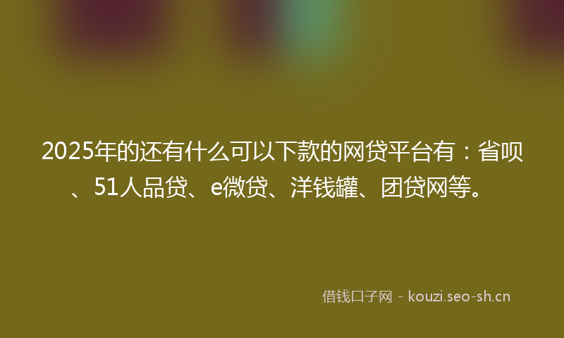 2025年的还有什么可以下款的网贷平台有:省呗、51人品贷、e微贷、洋钱罐、团贷网等。